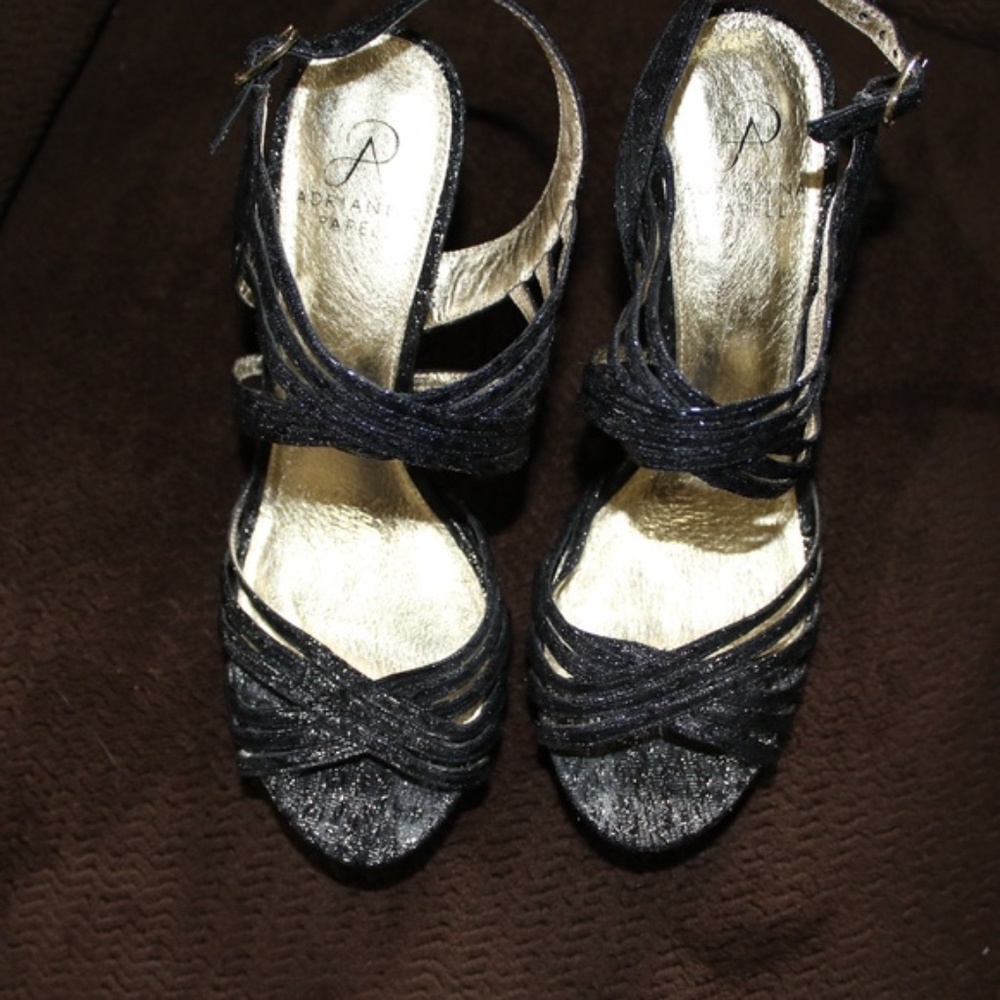 Adrianna Papell Black Heels strappy sparkly - Picture 4 of 7